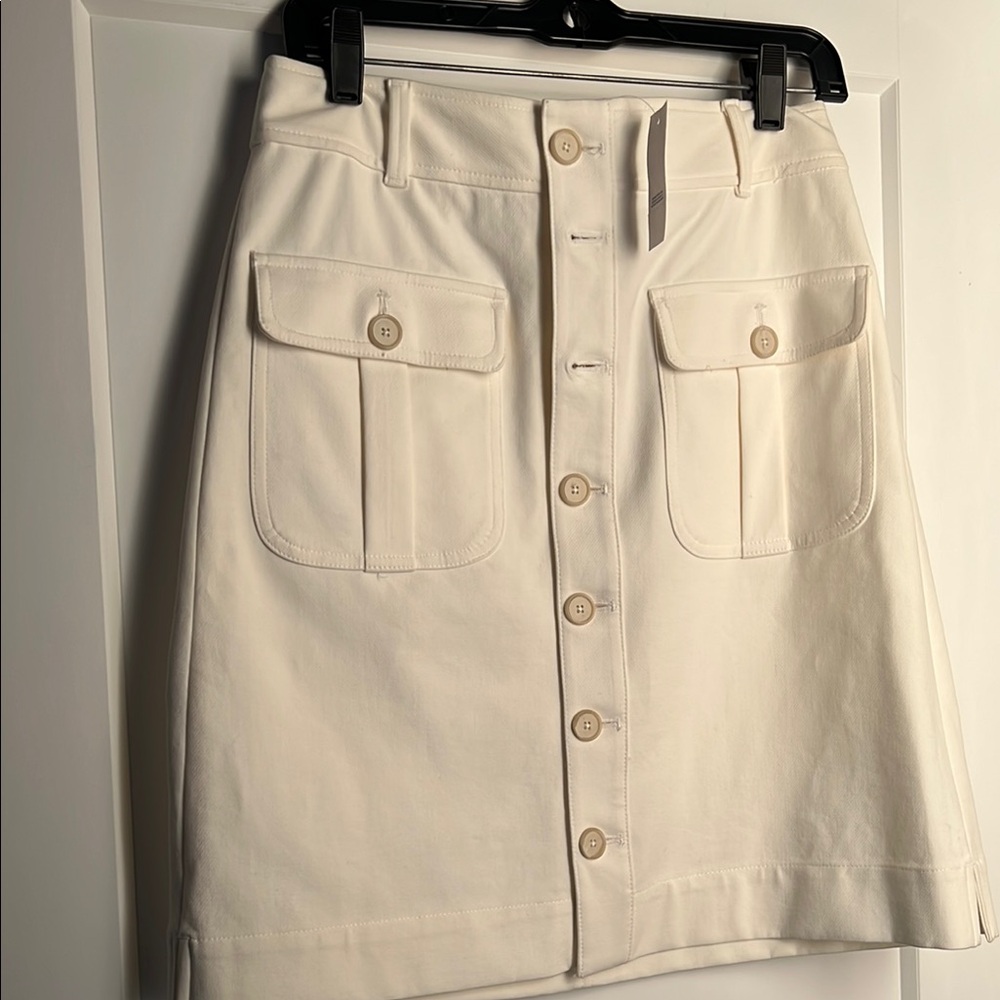Cream A-Line Cargo Skirt for Casual or Dressy Wear